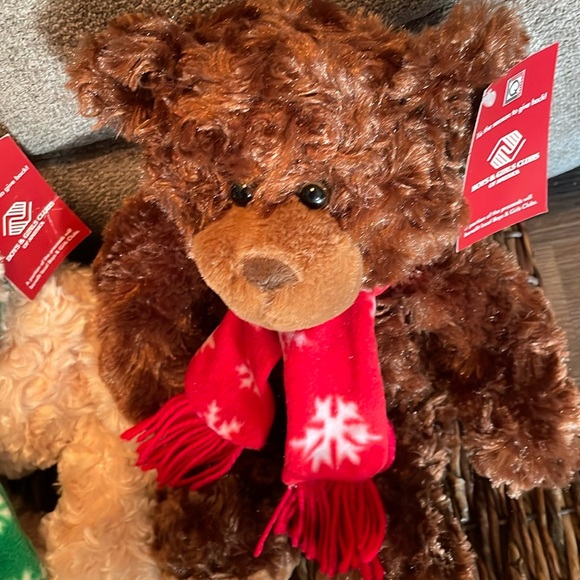 2 Plush Bears Stuffed Animal BonTon Stores Brand Christmas snowflake scarf - Picture 3 of 5